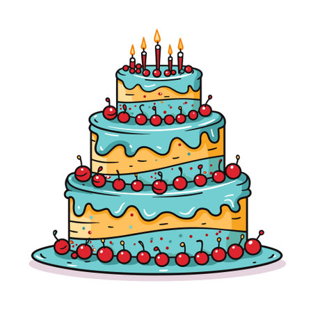 Cartoon birthday cake with candles vector illustrationのイラスト素材