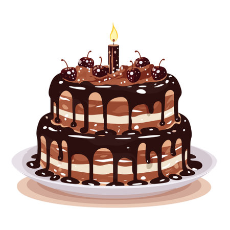 Cartoon birthday cake with candles vector illustrationのイラスト素材