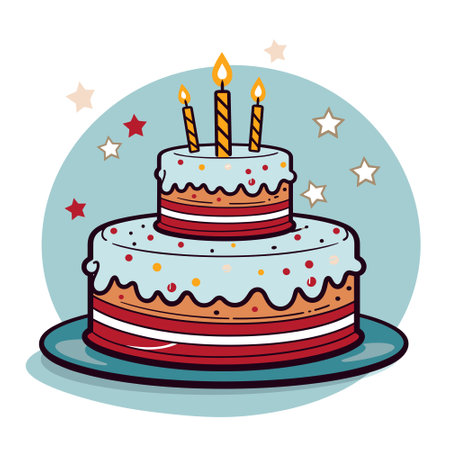 Cartoon birthday cake with candles vector illustrationのイラスト素材