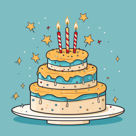 Cartoon birthday cake with candles vector illustrationのイラスト素材