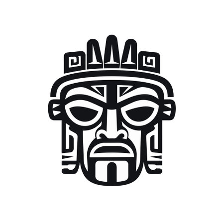 Ancient tribal ceremony ritual mask isolated on white for design. Vector illustrationのイラスト素材