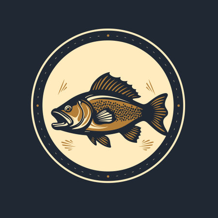 Fish fishing  icon template. Creative vector symbol of fishing club or shopのイラスト素材