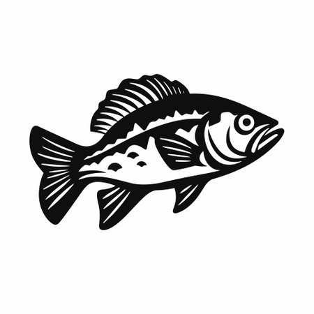 Fish fishing  icon template. Creative vector symbol of fishing club or shopのイラスト素材