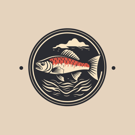 Fish fishing  icon template. Creative vector symbol of fishing club or shopのイラスト素材