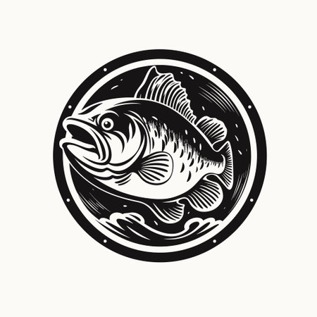 Fish fishing  icon template. Creative vector symbol of fishing club or shopのイラスト素材