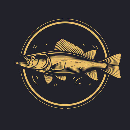 Fish fishing  icon template. Creative vector symbol of fishing club or shopのイラスト素材