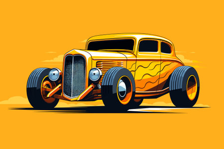 The original American hot-rod. Monster truck. Classical model. Vector illustrationのイラスト素材
