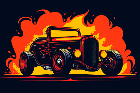 The original American hot-rod. Monster truck. Classical model. Vector illustrationのイラスト素材