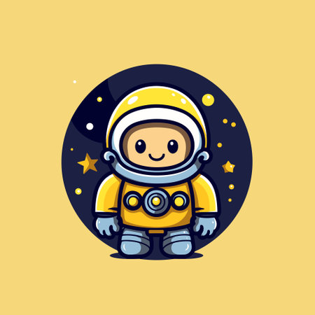 Cute Boy Astronaut Floating In Space Cartoon Vector Icon Illustration. Technology Science Conceptのイラスト素材