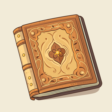 Magic spell book, fantasy alchemy grimoire, wizard diary. Witchcraft fairy tale ancient Vector Cartoonのイラスト素材