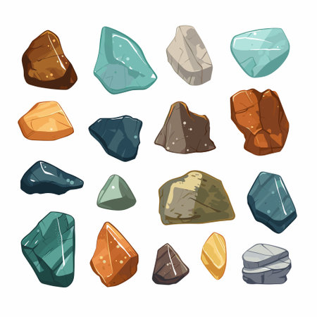 Set of cartoon stones, rocks and minerals, vector illustrationのイラスト素材