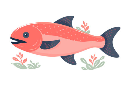 Cartoon Style Salmon Fish Vector Illustrationのイラスト素材