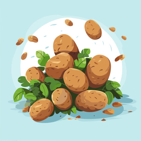 A few potatos vector illustration. Vector food illustration.のイラスト素材