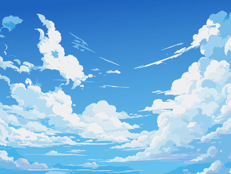 Blue sky clouds sunny day. Background design, Vector illustrationのイラスト素材