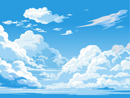 Blue sky clouds sunny day. Background design, Vector illustrationのイラスト素材
