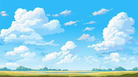 Blue sky clouds sunny day. Background design, Vector illustrationのイラスト素材