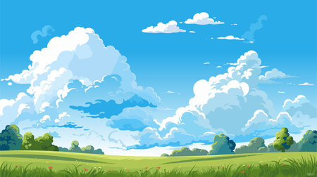Blue sky clouds sunny day. Background design, Vector illustrationのイラスト素材