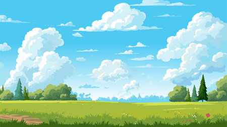 Blue sky clouds sunny day. Background design, Vector illustrationのイラスト素材