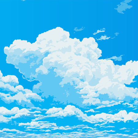 Blue sky clouds sunny day. Background design, Vector illustrationのイラスト素材