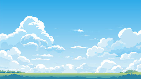 Blue sky clouds sunny day. Background design, Vector illustrationのイラスト素材