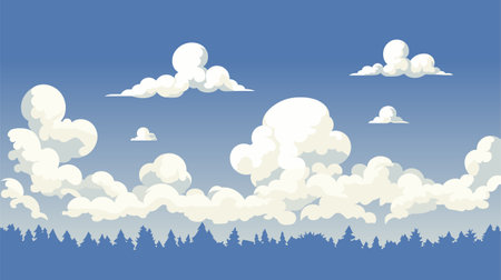 Blue sky clouds sunny day. Background design, Vector illustrationのイラスト素材