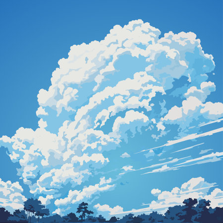 Blue sky clouds sunny day. Background design, Vector illustration