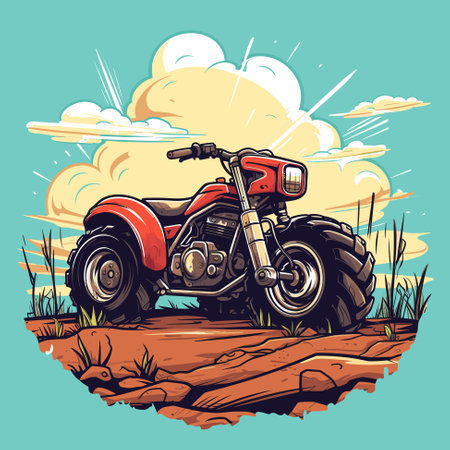 Three wheels motorcycle  icon template cartoon illustration vectorのイラスト素材