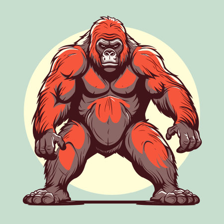 Cartoon angry Kingkong gorilla, vector illustrationのイラスト素材