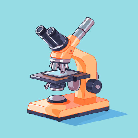 Cartoon microscope vector illustration. Laboratory magnification item for chemical and biology,...