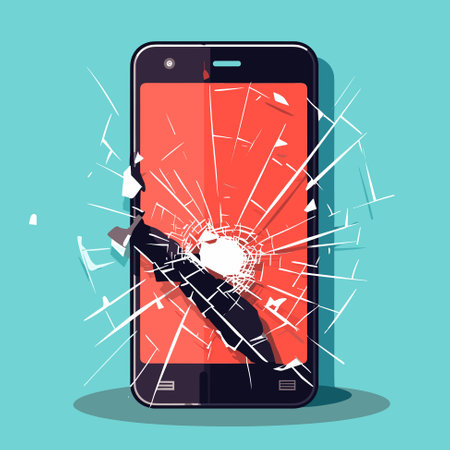 Smartphone with broken screen vector cartoon illustrationのイラスト素材