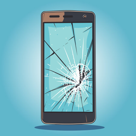 Smartphone with broken screen vector cartoon illustrationのイラスト素材