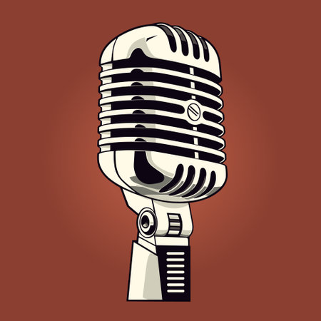 Retro vintage microphone sign illustration vectorのイラスト素材