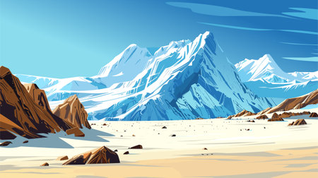 Cartoon Arctic Ice Landscape Far North Concept. Vector illustration of Polar Natureのイラスト素材