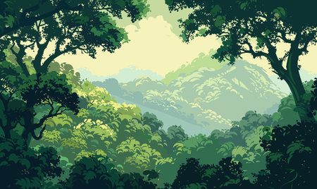 Green forest background. Illustration vectorのイラスト素材