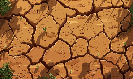Natural Disasters. The ground is cracked by the drought, illustration vectorのイラスト素材