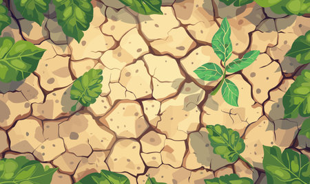 Natural Disasters. The ground is cracked by the drought, illustration vectorのイラスト素材