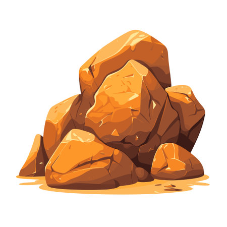 Rock stones cartoon set. Multicolored stones and rocks, boulders. Vector illustrationのイラスト素材