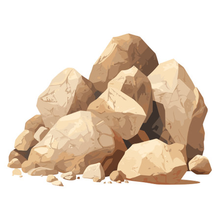Rock stones cartoon set. Multicolored stones and rocks, boulders. Vector illustrationのイラスト素材