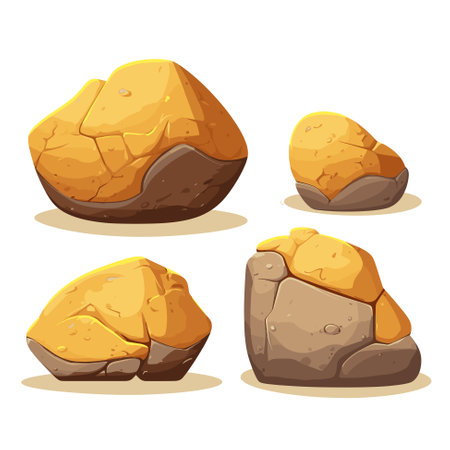 Rock stones cartoon set. Multicolored stones and rocks, boulders. Vector illustrationのイラスト素材