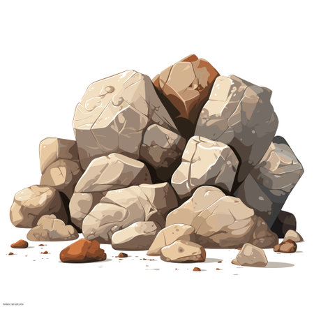 Rock stones cartoon set. Multicolored stones and rocks, boulders. Vector illustrationのイラスト素材