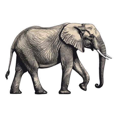 African elephant Vector vintage black and white engraving illustrationのイラスト素材