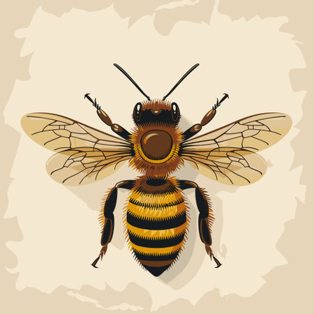 Vector illustration of honey bee on neutral backgroundのイラスト素材