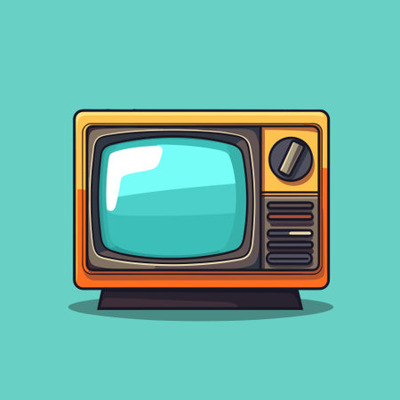 Old TV. Illustration of the good old retro TV without remote control.のイラスト素材