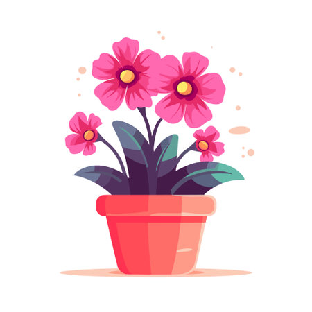 Spring colorful flowers in pot Vector illustrationのイラスト素材