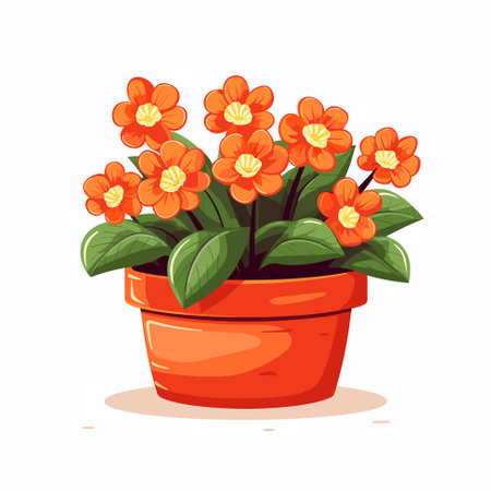 Spring colorful flowers in pot Vector illustrationのイラスト素材