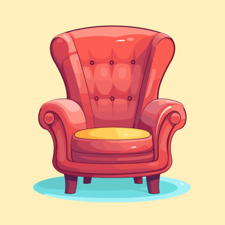 Chair cute furniture armchair with seat pouf for design interior vector illustration cartoon styleのイラスト素材