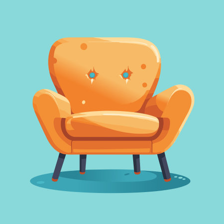 Chair cute furniture armchair with seat pouf for design interior vector illustration cartoon styleのイラスト素材