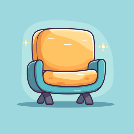 Chair cute furniture armchair with seat pouf for design interior vector illustration cartoon styleのイラスト素材