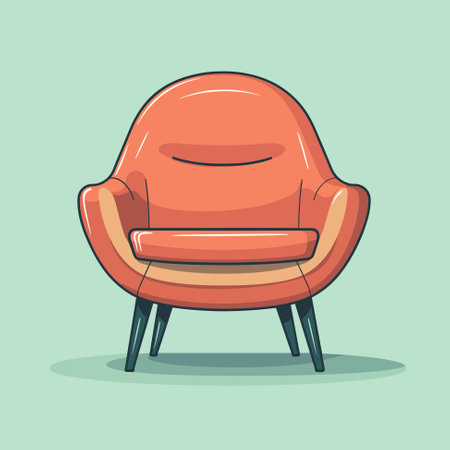 Chair cute furniture armchair with seat pouf for design interior vector illustration cartoon styleのイラスト素材