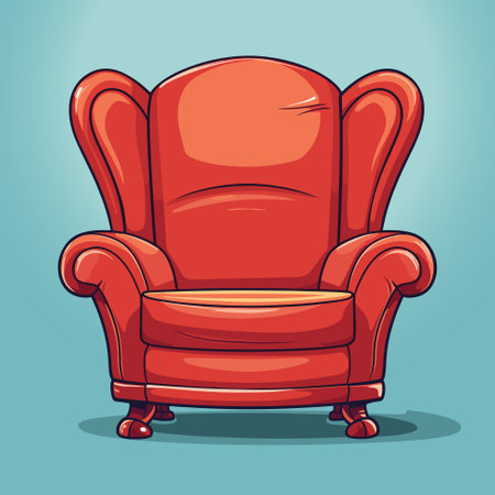 Chair cute furniture armchair with seat pouf for design interior vector illustration cartoon styleのイラスト素材